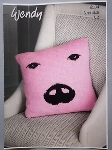 PIG CUSHION, 8ply - WENDY Knitting Pattern 6094 - Picture 1 of 3