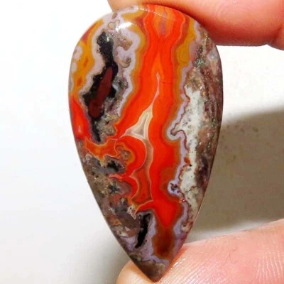 41,70 quilates 100 % natural costura marroquí ágata piedras preciosas sueltas PERA cabujón 23x43x5 mm Foto 1 de 4