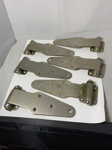 6 Vintage Refrigerator 7" hinges nickel plated brass Cover
