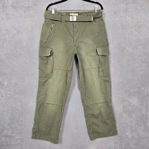 Pantalón Vintage American Eagle Militar Carga Cinturón Y2K Botón Mosca Hombre 32x30 Verde - Imagen 1 de 9