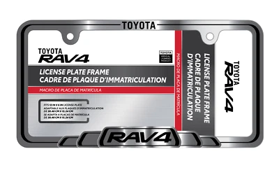 Toyota RAV4 Chrome Black Metal License Plate Frame - Image 1 of 4