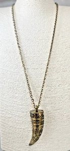 ROAM Gold Tone Necklace Ethnic Horn Long Festival Boho Cable Chain 82cm - Picture 1 of 10