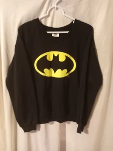 Batman Brand Classic Batman Logo Boys Sz M (7-9) Black Pullover Sweatshirt - Picture 1 of 9