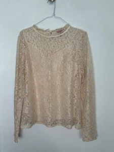 Ladies Ted Baker Size 3 UK 10 Pink Lace Long Sleeve Top - Picture 1 of 6