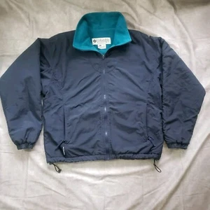Vintage Columbia Women's Jacket Navy Blue Green Fleece Lined Size L - Picture 1 of 6