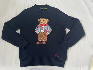 Ralph Lauren Bear Knitted Sweatshirt/Jumper S Approx Age 8-10 (See measurements) - Picture 1 of 5
