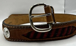 Vintage El Charro Herren Gürtel gebürstetes Leder mit Pferdebesatz SM Größe 32 - Bild 1 von 13