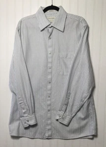 JOHN W. NORDSTROM Mens Large Striped Cotton Dress Shirt Blue Black White Gray - Picture 1 of 4