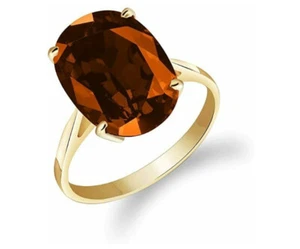 Anillo solitario de oro amarillo liso de 14 quilates ovalado granate natural de 6 quilates alto pulido - Imagen 1 de 7