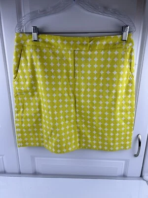 Larry Levine SPT Mini Skirt Washable Stretch Citron White Polka Dots Size 10 - Image 1 of 4