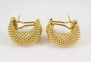14K Yellow Gold Plated Vintage Estate Italian Women's Knot Stud Earrings - Picture 1 of 8
