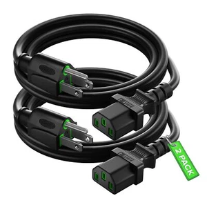4 Feet 2 Pack Universal Computer Monitor Power Cord C13 Power Cable for Monit... - Afbeelding 1 van 8