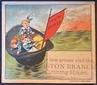 Fantasy Trade Card~Children Ride in Black Bowler Hat Boat~Boston Clothing House