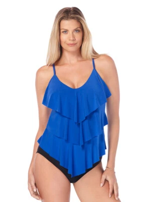 NUEVO Magicsuit Azul Cobalto Sólido Rita Inalámbrico Volantes Tankini Top de Natación TALLA 10 Foto 1 de 3