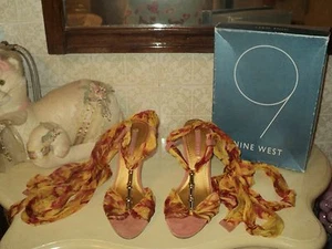 NINE WEST MULTICOLOR GAMUZA REAL GASA METAL CORBATA STILETTO US7EU37.5UK4.5 - Imagen 1 de 4