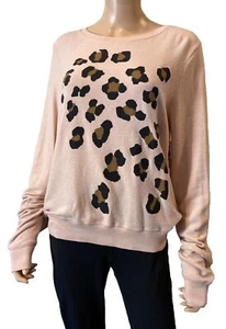 Wildfox Baggy Beach Jumper Sweatshirt Pink Leopard Cheetah Print Sz Small NWT - Picture 1 of 6