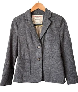 Anthropologie Cartonnier Gray Grey Wool Blend Blazer 2 Button Jacket Size 6 - Picture 1 of 8