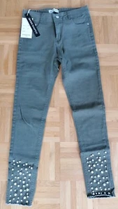 Jeans khaki grün - skinny- mit Perlen 38 - Bild 1 von 3