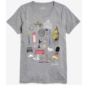 J.CREW London Destination Collector Grey Tee Size XS - Picture 1 of 5