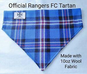 Official Rangers FC Tartan 10oz Wool Dog Bandana by The Wee Scots Lass Large