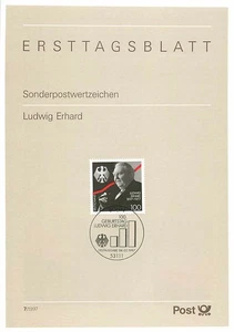 Ersttagsblatt 1997 - 100. Geburtstag Ludwig Erhard Briefmarke - Bild 1 von 1