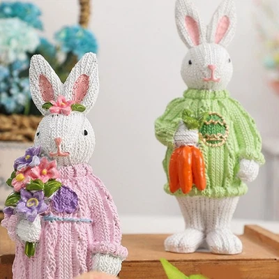 6 5 Inch Resin Easter Carrot Bunny Figurine for Table and Shelf Decoration - Image 1 of 4