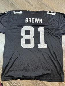 Vintage Starter Football Jersey Oakland Raiders Tim Brown #81 Black Mens XL - Picture 1 of 7