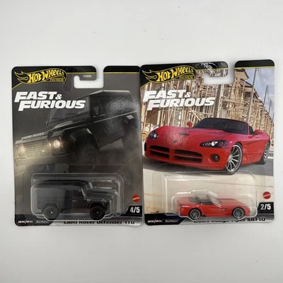 2 Hot Wheels Premium Fast & Furious Land Rover Defender 110 & Dodge Viper SRT 10 - Image 1 of 4