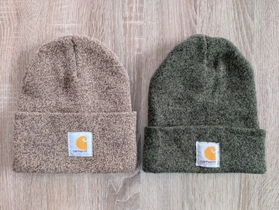 Carhartt Beanie шляпа крышка с манжетами лот из 2 работы износ акриловый один размер открытый зеленый - Изображение 1 из 4