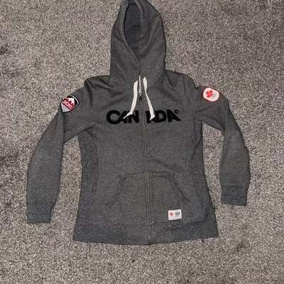 Canada Olympics 2010 Hoodie Hudsons Bay Full Zip Gray Red Womens Medium Full Zip - Image 1 of 4
