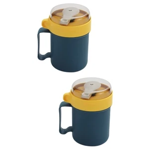 2 Piezas Taza de Desayuno Oficina Sellada Sopa Microondas Cuencos con Tapas - Imagen 1 de 12