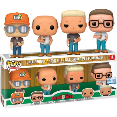 King of the Hill Dale, Hank, Bill & Boomhauer Exclusive Pop! 4-Pack  [FUN87253] Foto 1 de 3