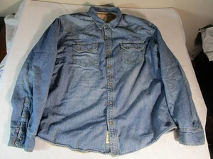 Levis Denim Jacket Mens XL Blue Sherpa Lined Western Pearl Snap Trucker Coat - Picture 1 of 5