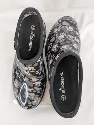 Sloggers Clogs Black & White Cat/Dog Paw Print Garden Shoes Sz 9 Waterproof - Image 1 of 4