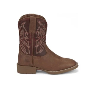 Justin Boots Canter Wide Square Toe Cowboy Toddler Boys Brown, Red Casual Boots - Picture 1 of 5