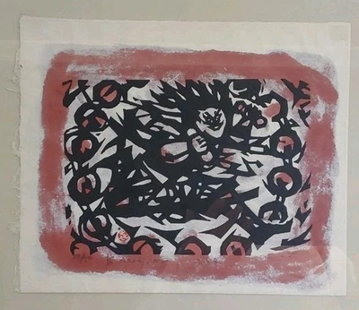 Sasajima Kihei Buddhist Demon Woodblock 11 X 9 Print 1963 Limited to 50 Framed - Image 1 of 4
