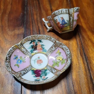 Vtg Dresden Style Hokutosha Mini Dish Set Japan Hand Painted BSH - Picture 1 of 5