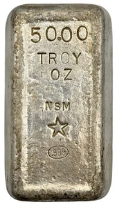 Vintage NSM 50 oz .999 Fine Silver Poured Bar - Picture 1 of 3