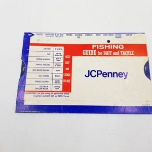 Guía de pesca vintage J C Penney para cebo y aparejos tarjeta de pescador JC Penny - Imagen 1 de 13