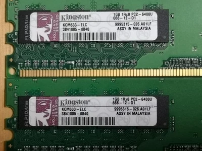 Kingston Technology KCM633-ELC 1GB PC2-6400u DDR2 RAM 2 Modules Set Used - Image 1 of 2