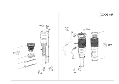 Puntal de suspensión genuino Mercedes-Benz 222-320-05-13 Foto 1 de 2