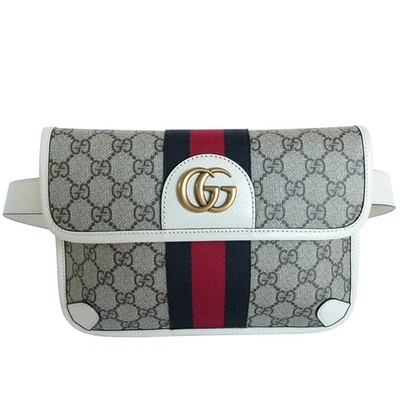 GUCCI Waist Bag Belt Ophidia GG Supreme Canvas Leather Beige Brown Off-White Gol - Image 1 of 4