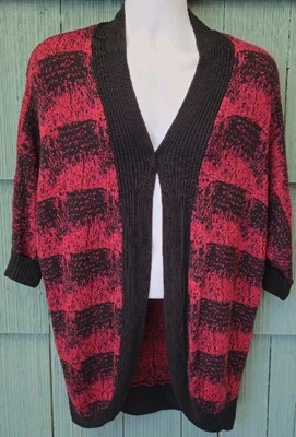 New Womens Forever 21 Black Red Knit Sweater Cardigan Size 1X - Image 1 of 3