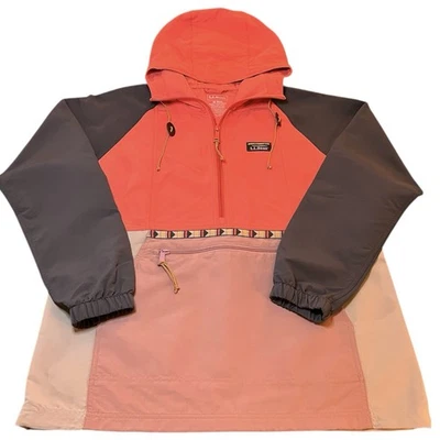 LL Bean Womens Mountain Classic Anorak Windbreaker Jacket Colorblock Medium - Image 1 of 4