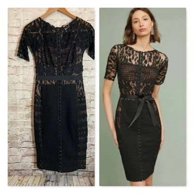 Anthropologie Beguile by Byron Lars Carissima Sheath Dress 0 Black Lace Elegant - Image 1 of 4