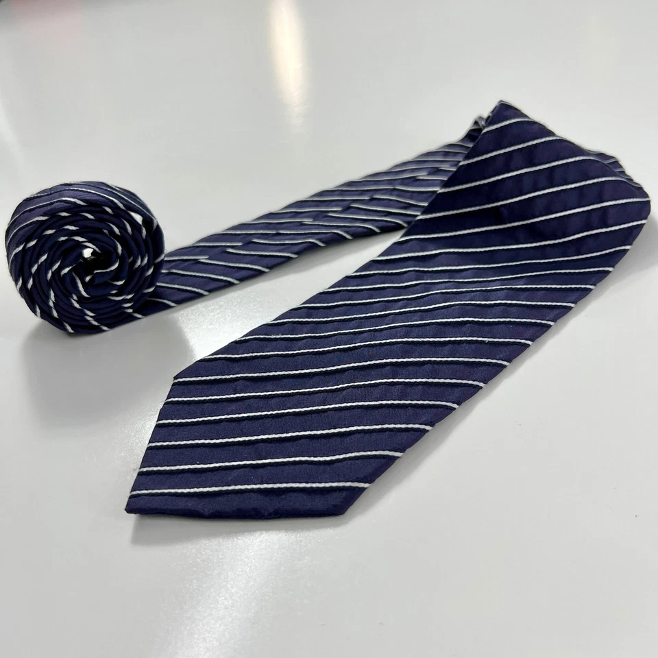 Corbata a Rayas Givenchy Paris Hecha en Italia Para Hombre Azul Blanco Seda Lana Foto 1 de 4