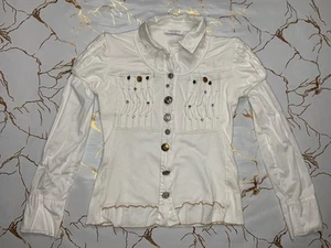 Elisa Cavaletti Club Women White Beaded Shirt Size Small - Picture 1 of 8