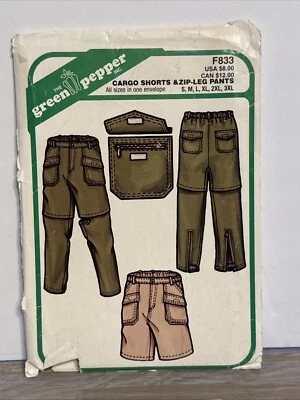 Green Pepper 833 Mens Cargo Short Zip Leg Pants Pattern Waist 28-50 *Uncut - Image 1 of 3