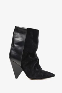 Isabel Marant Luliana Black Leather Suede Sculpture Heel Boots, Size 37 (US 6.5) - Bild 1 von 8