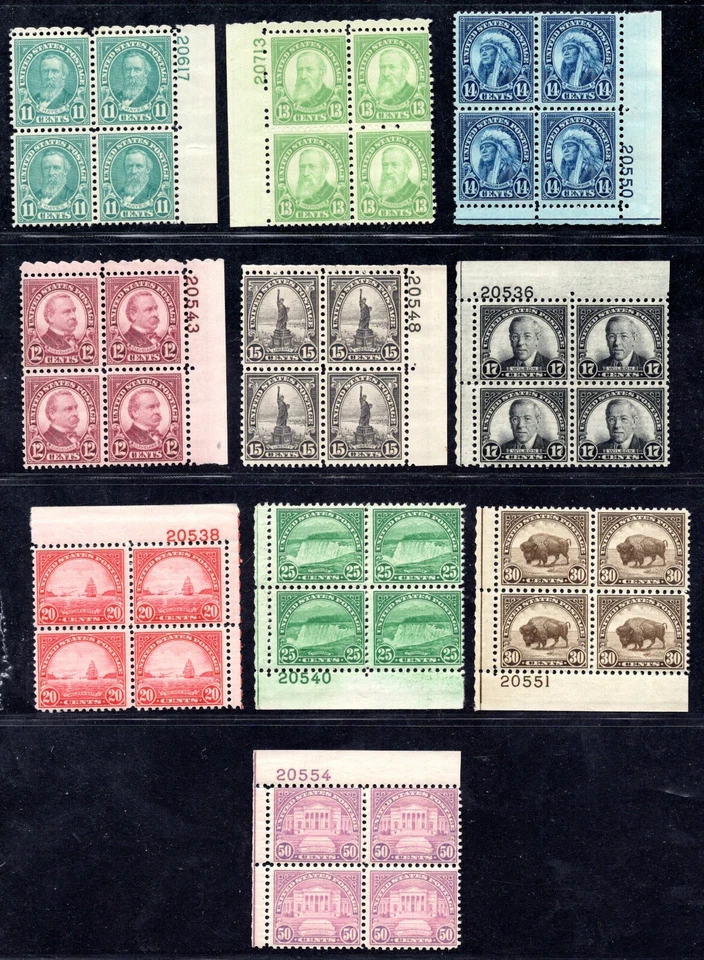 US 1931 SC. #692-701 PRESIDENTIAL SET COMPLETE PLATE # BLOCKS OF 4 NEAT PERFS - Image 1 of 2